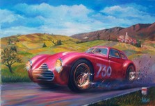 023 Fangio, sobre un Alfa en la XVII Mille Miglia